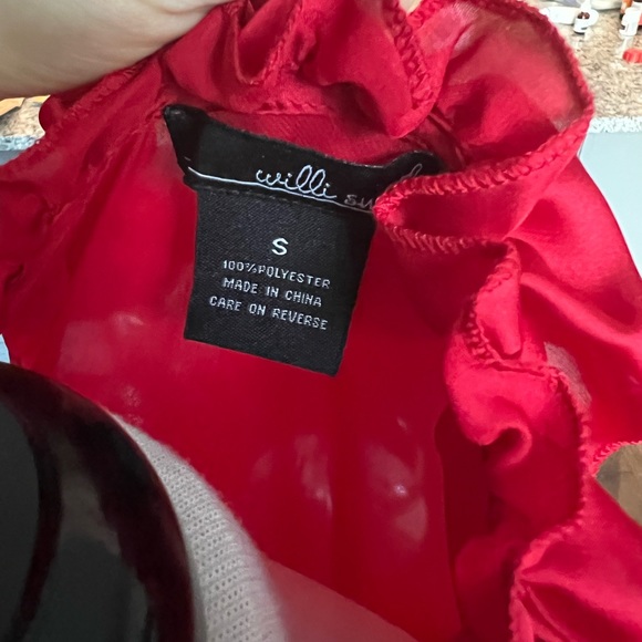 NWOT WILLIE SMITH silky red tanktop with gorgeous detailing. No flaws. Perfect - Picture 3 of 5